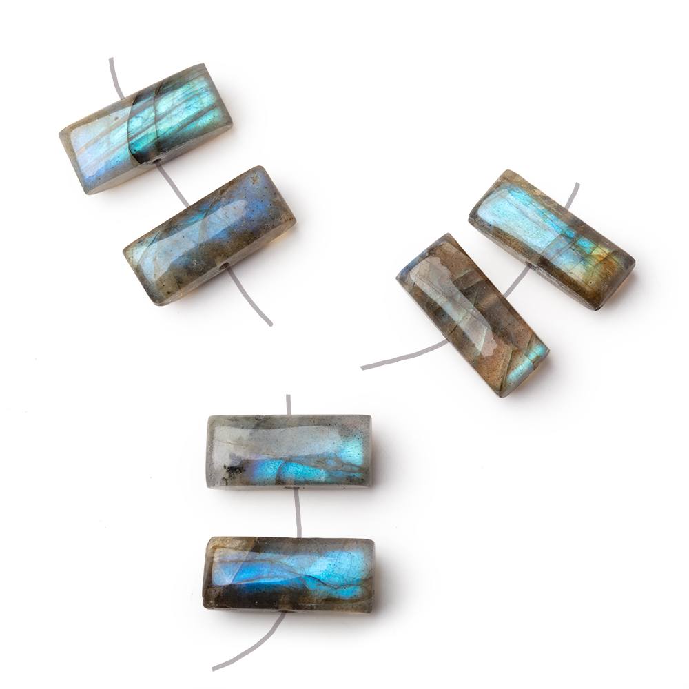 14x6mm Labradorite Plain Rectangle Focal Set of 2 Beads - Beadsofcambay.com