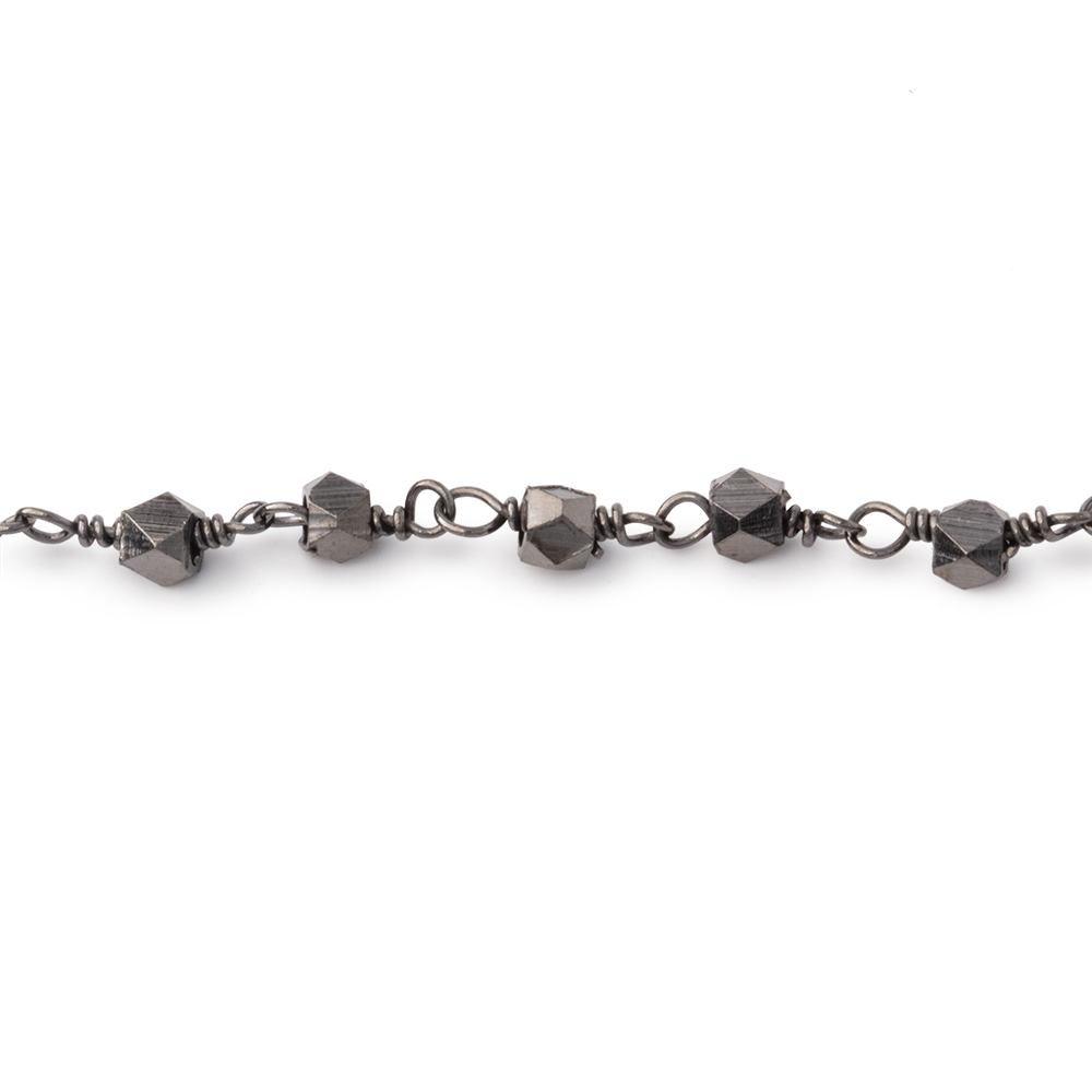 3mm Black Gold plated Copper Faceted Nuggets on Black Gold plated Chain - BeadsofCambay.com