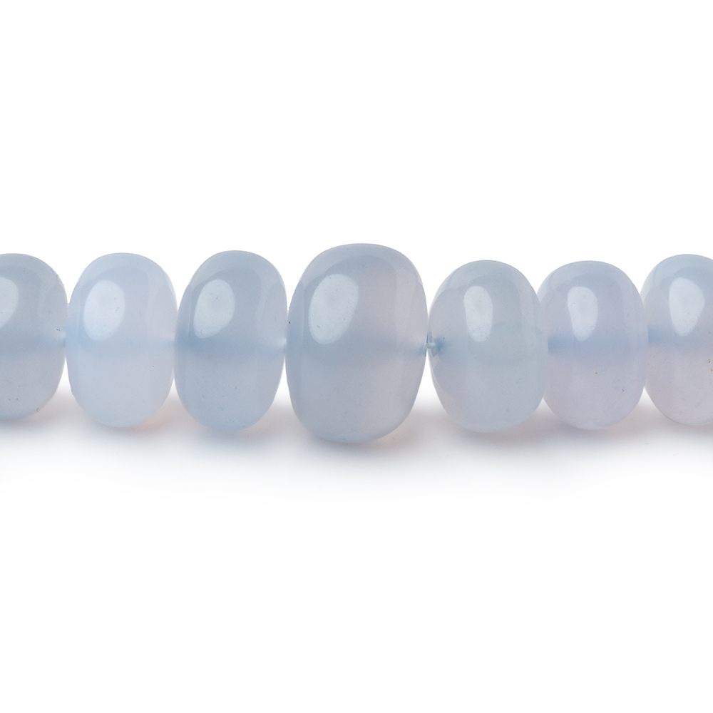 6-10mm Turkish Blue Chalcedony Plain Rondelle 16 inch 75 Beads AA - BeadsofCambay.com