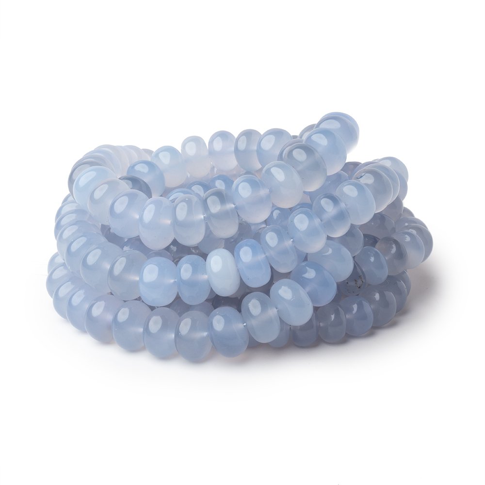 6-10mm Turkish Blue Chalcedony Plain Rondelle 16 inch 75 Beads AA - BeadsofCambay.com