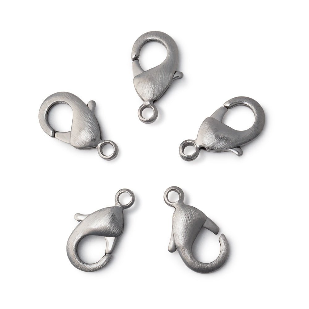 15mm Brushed Lobster Clasp Set of 5 Pieces - Beadsofcambay.com