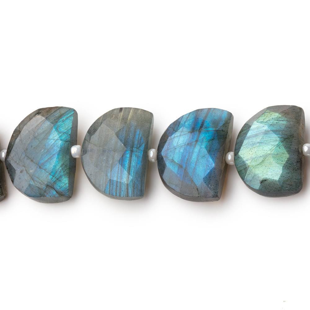 15x11mm Labradorite Faceted Half Moon Beads 16 inch 33 pieces AA - Beadsofcambay.com