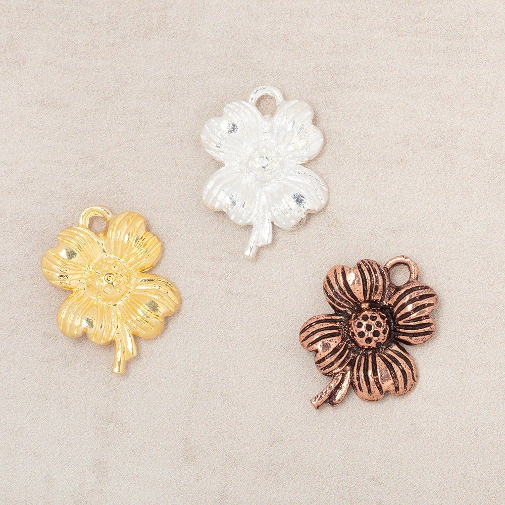 15x12mm Flower Pendant Charm Set of 4 pieces - Beadsofcambay.com