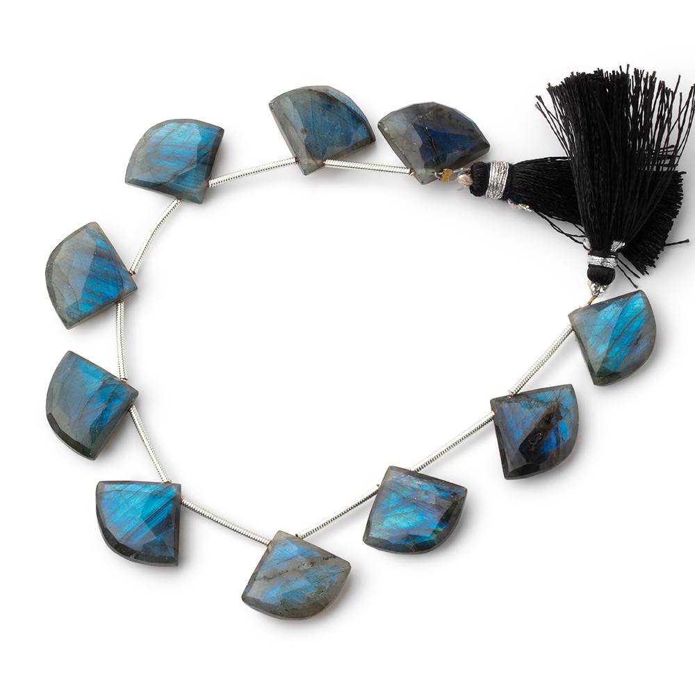 15x18 - 16x19mm Labradorite Faceted Fan Beads 7 inch 9 pieces - Beadsofcambay.com