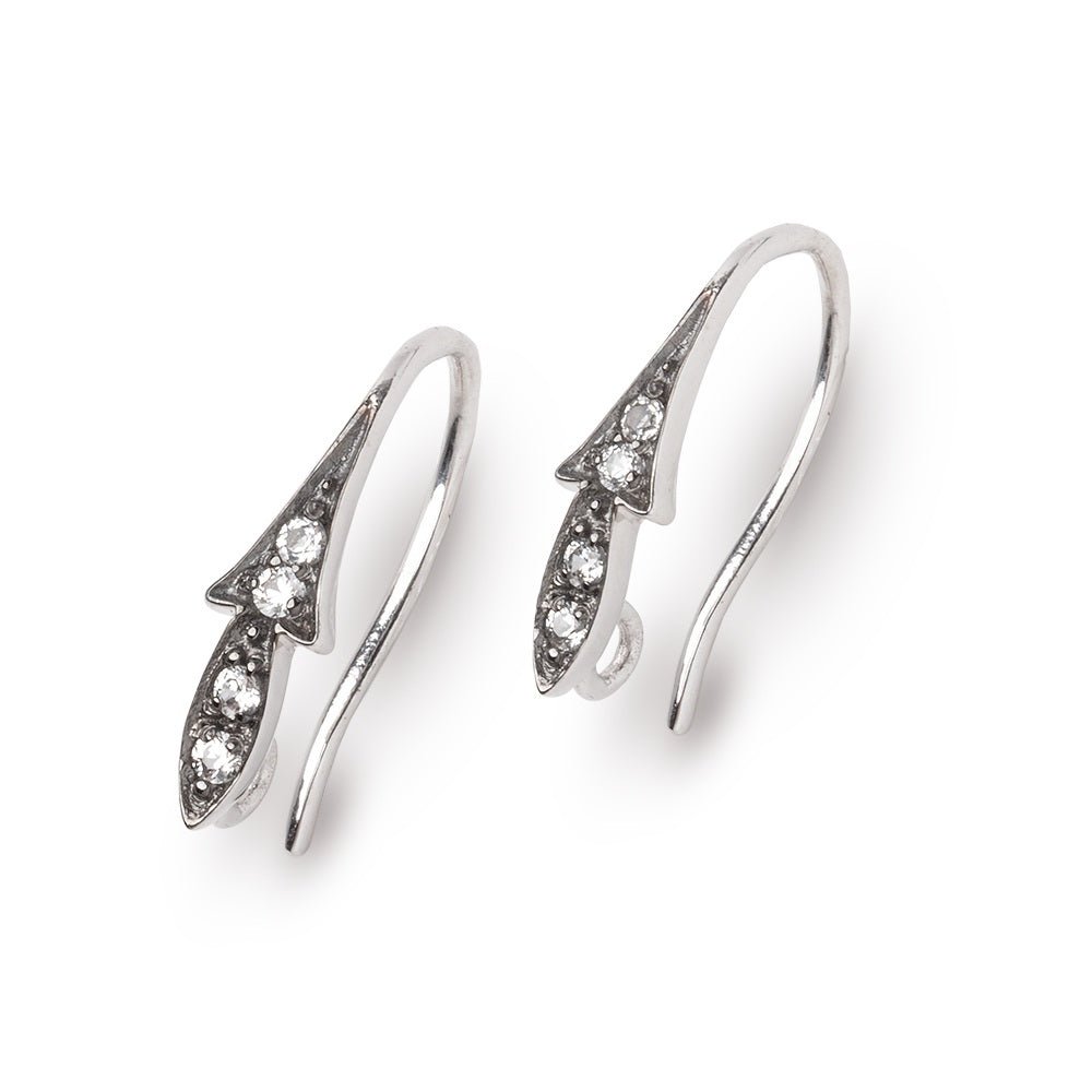 16mm CZ Two Tone Ear Wire Set of 2 pieces - Beadsofcambay.com