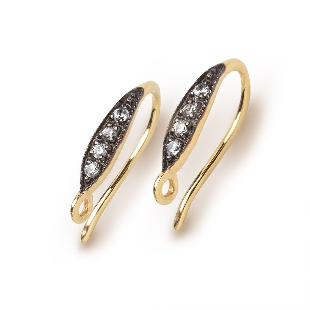 16mm CZ Two Tone Teardrop Ear Wire Set of 2 pieces - Beadsofcambay.com