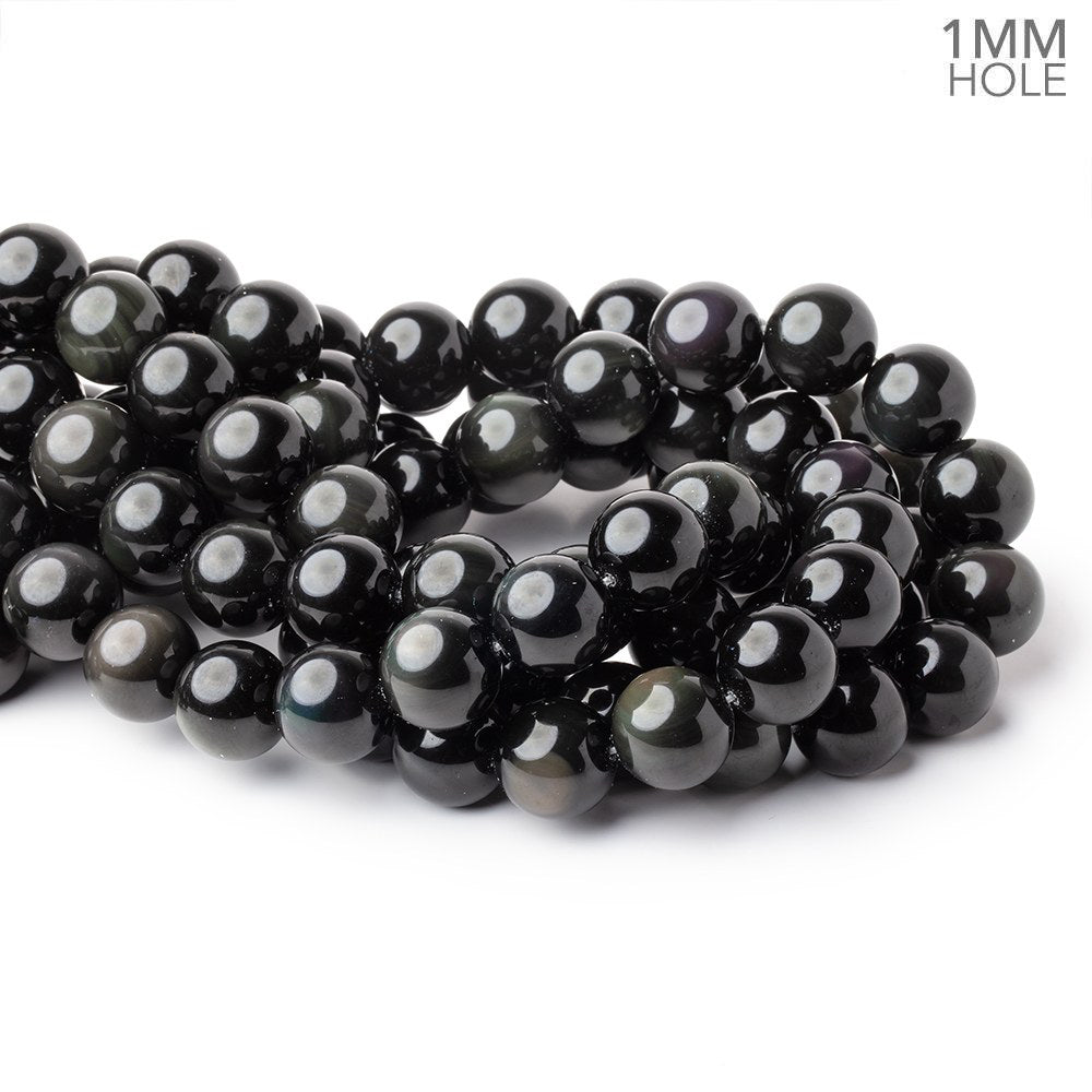 16mm Rainbow Obsidian Plain Round 16 inch 25 Beads 1mm Hole A - Beadsofcambay.com