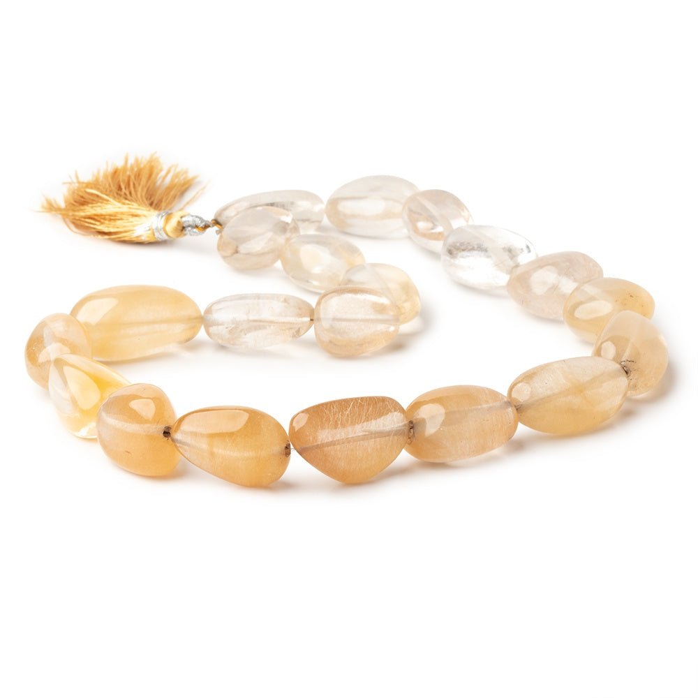 16x13 - 26x14mm Caramel Rutilated Quartz Plain Nuggets 16 inch 20 Beads - Beadsofcambay.com