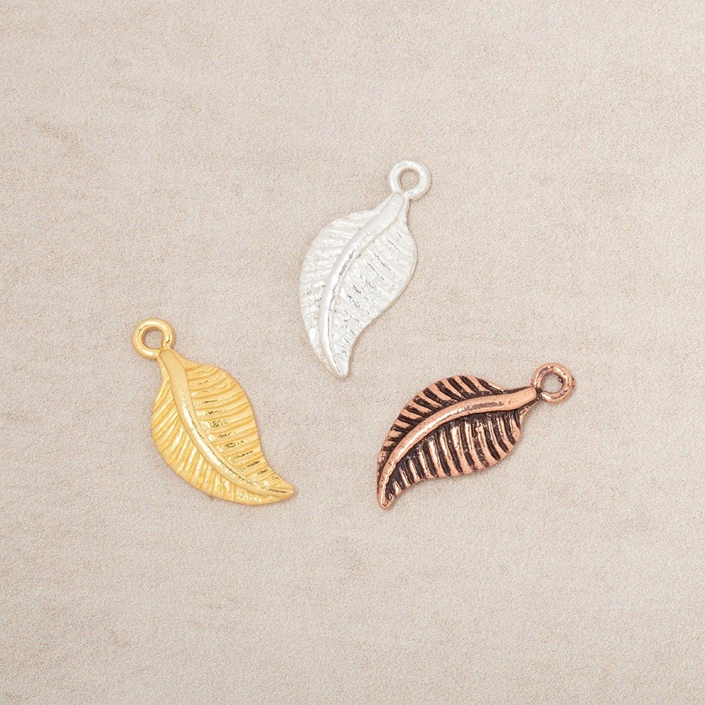 16x8.5mm Leaf Pendant Charm Set of 4 pieces - Beadsofcambay.com