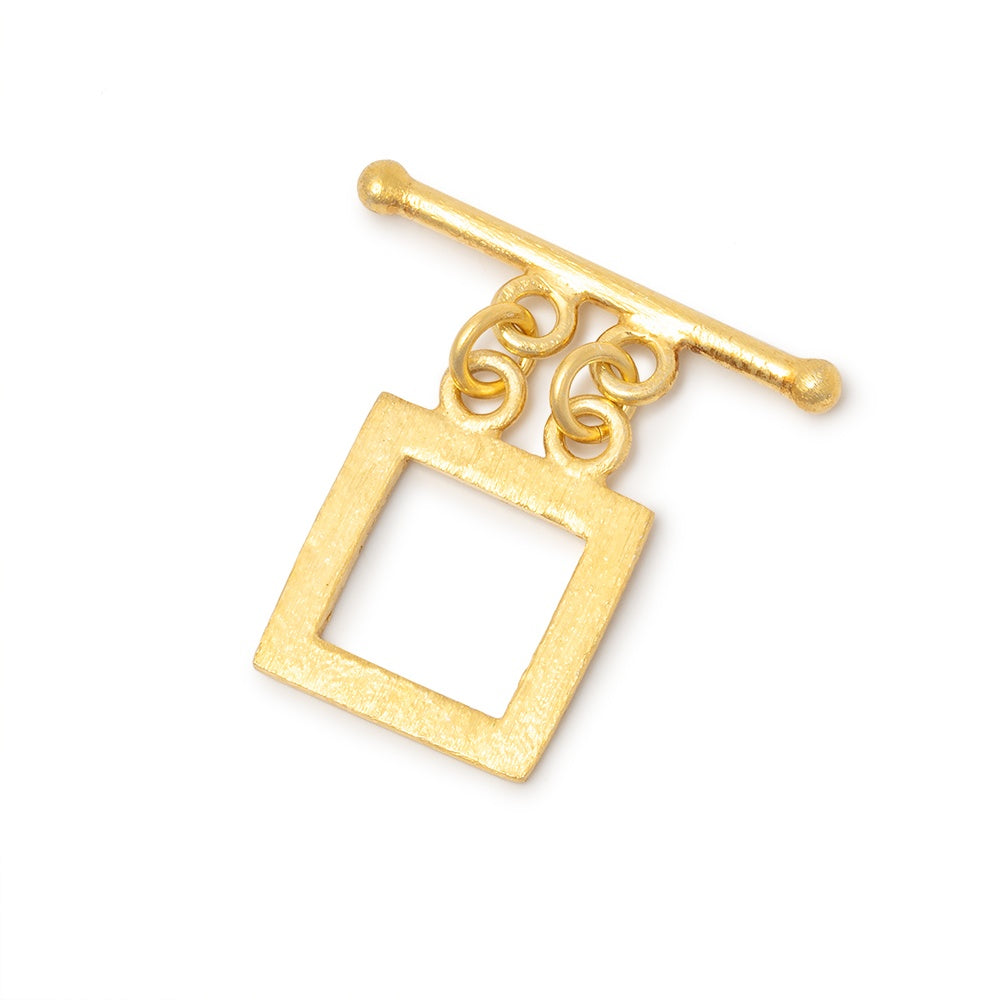 14mm Vermeil Brushed Square Double Strand Toggle 1 piece - BeadsofCambay.com