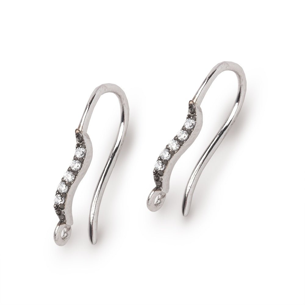 17mm CZ Two Tone Ear Wire Set of 2 pieces - Beadsofcambay.com