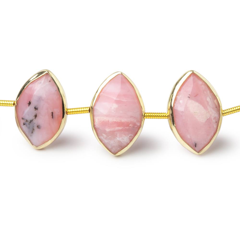 17x11mm Vermeil Bezel Pink Peruvian Opal Faceted Marquise Strand 12 Beads - Beadsofcambay.com