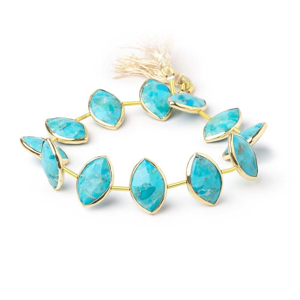 17x11mm Vermeil Bezel Turquoise Howlite Faceted Marquise Strand 12 Beads - Beadsofcambay.com