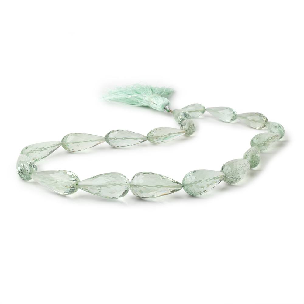 17x8 - 24x12mm Prasiolite Faceted Tear Drops 16 inch 18 Beads AA - Beadsofcambay.com