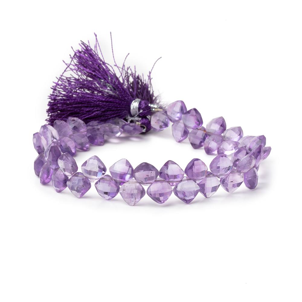 6.5mm Amethyst Faceted Pillow Beads 7.5 inch 46 pieces - BeadsofCambay.com