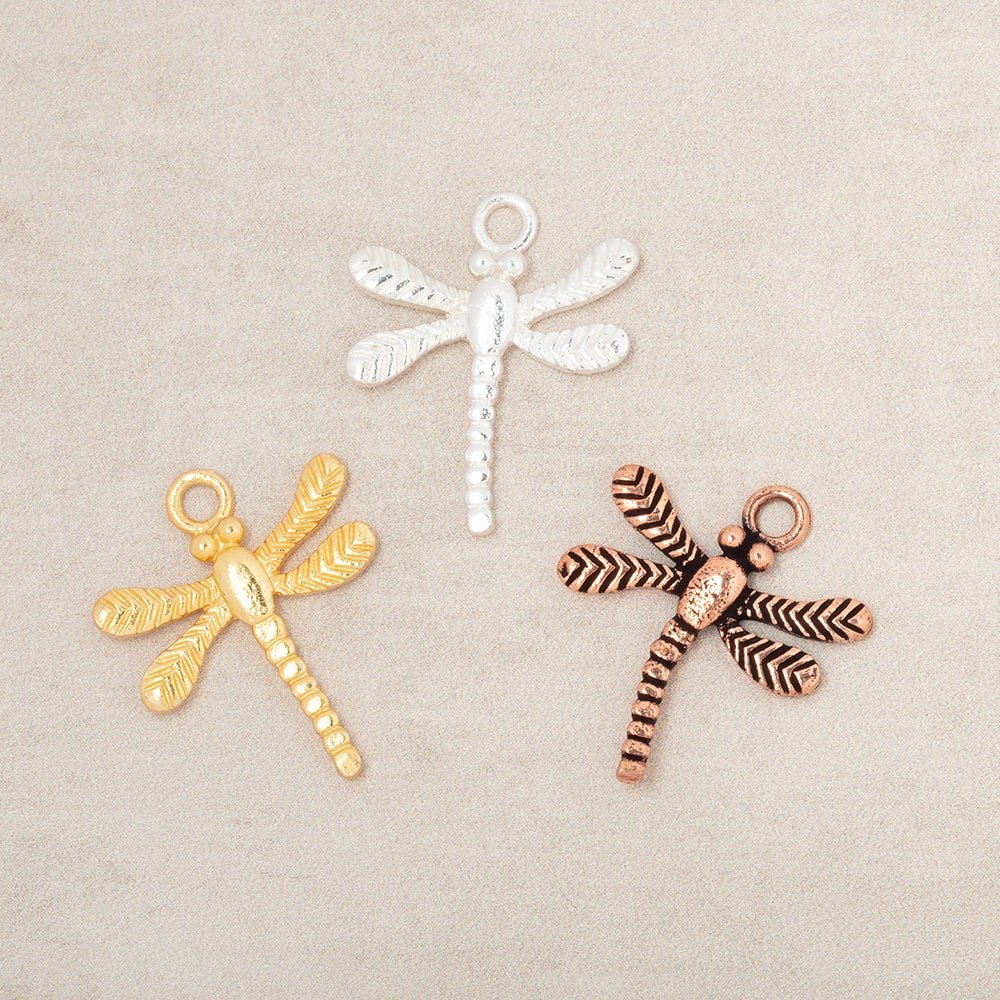 18.5mm Dragonfly Pendant Charm Set of 4 pieces - Beadsofcambay.com