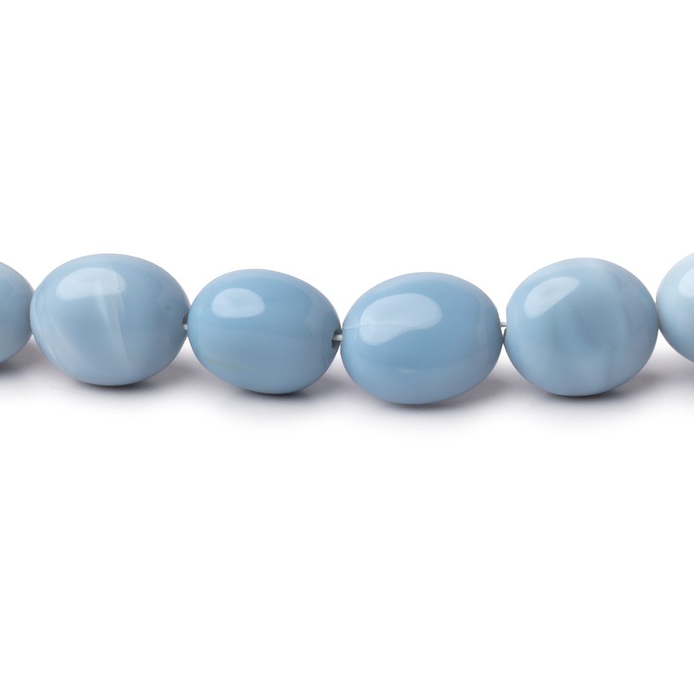 7.5-9.5mm Owyhee Blue Opal Plain Oval Beads 18 inch 42 pieces - BeadsofCambay.com