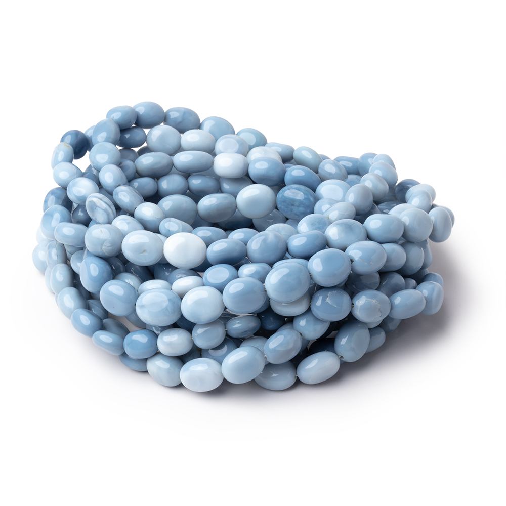 7.5-9.5mm Owyhee Blue Opal Plain Oval Beads 18 inch 42 pieces - BeadsofCambay.com