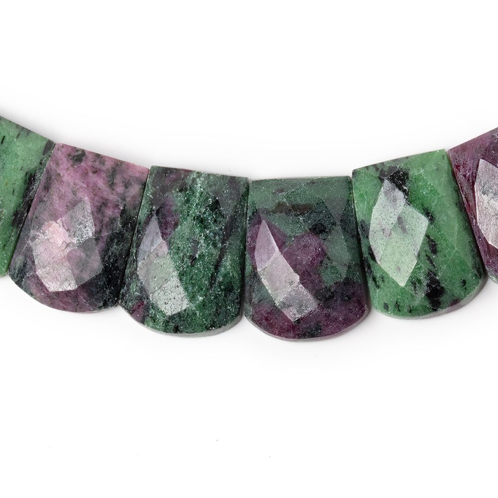 15x8.5-20x13mm Ruby in Zoisite Faceted Fancy Shape Collar 33 beads - BeadsofCambay.com