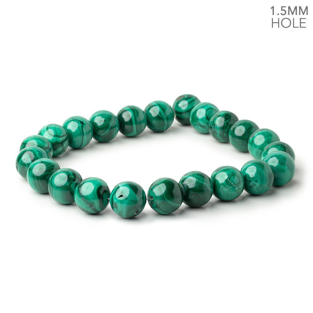 18mm Malachite Plain Round Beads 15.5 inch 22 pieces 1.5mm Hole - Beadsofcambay.com