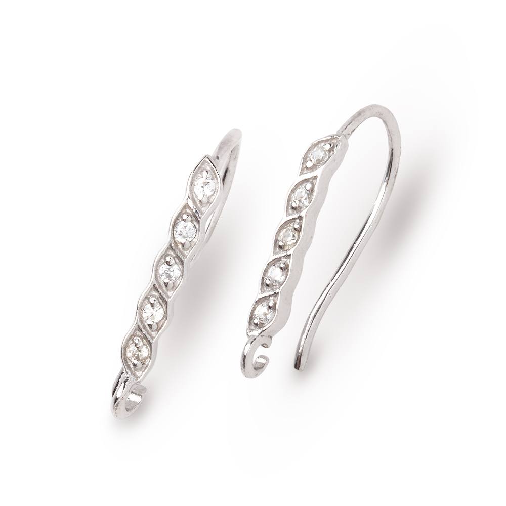 18mm Quintuple CZ Ear Wire Set of 2 pieces - Beadsofcambay.com