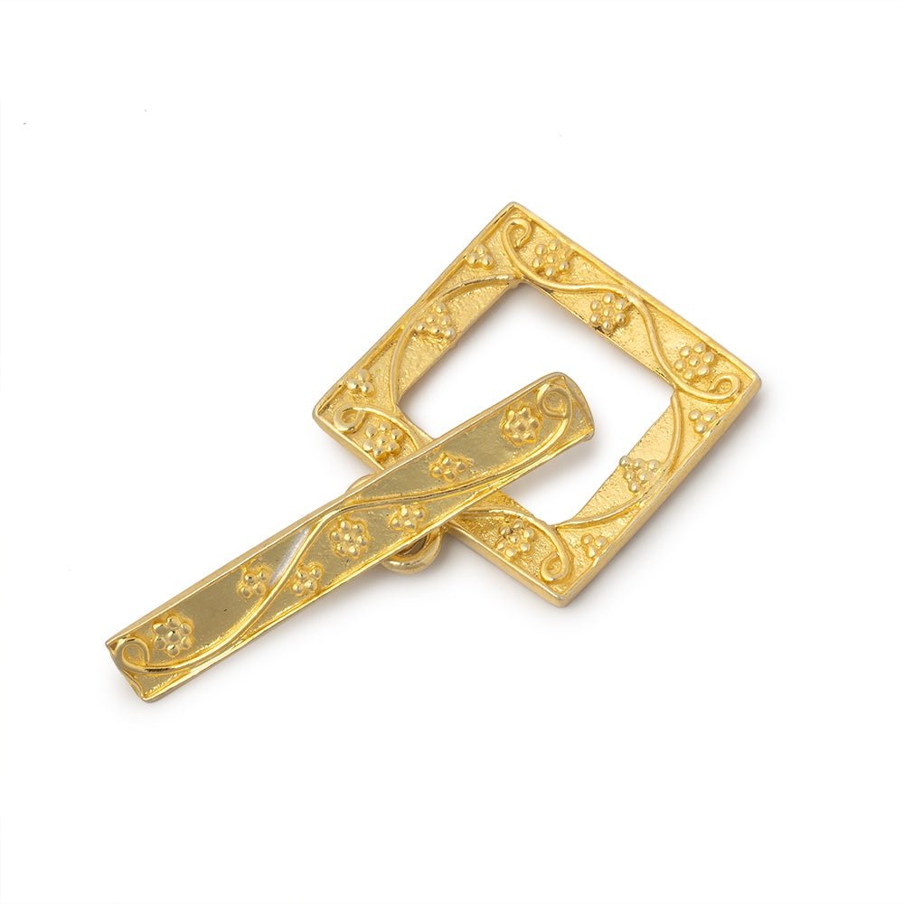 18x20mm Vermeil Rectangular Floral Toggle 1 piece - Beadsofcambay.com