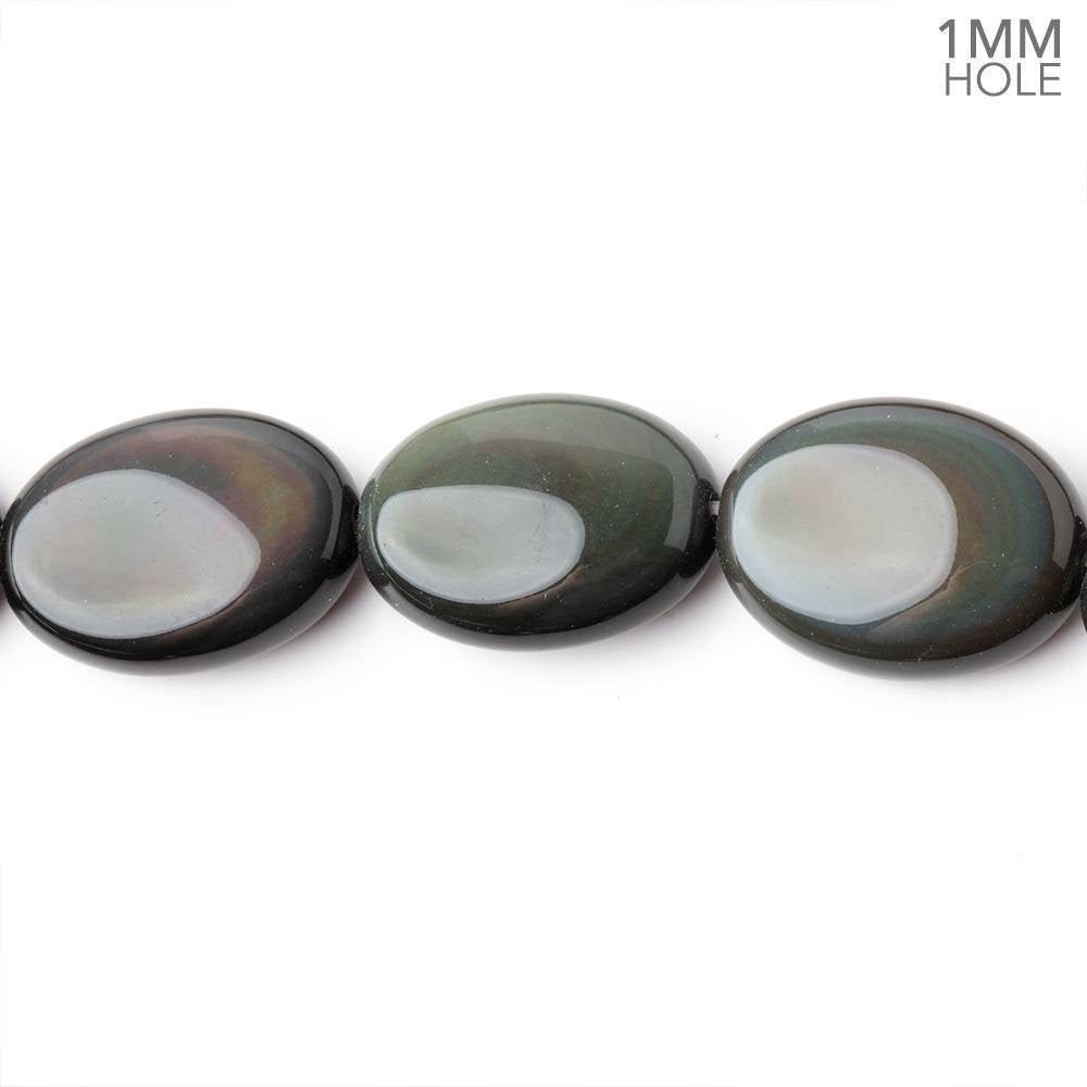 19.5x15mm Rainbow Obsidian Plain Oval 16 inch 21 Beads 1mm Hole AAA - Beadsofcambay.com