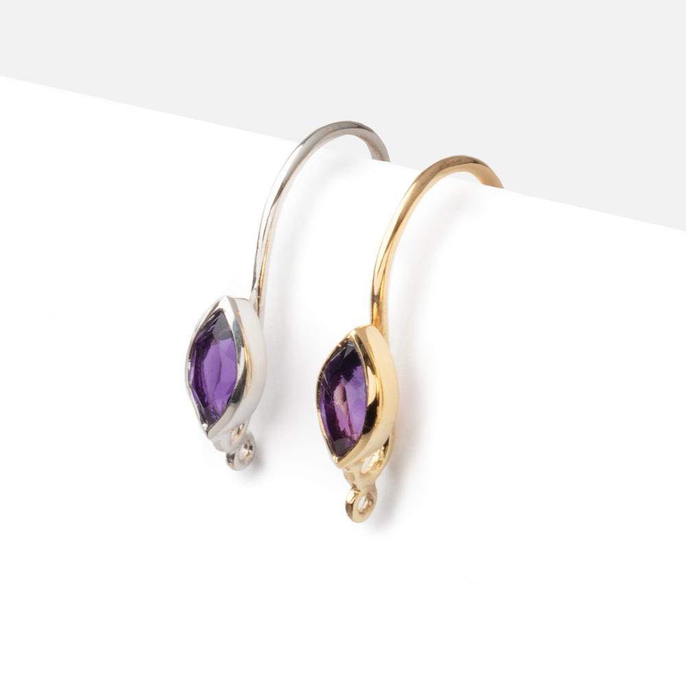 19mm African Amethyst Marquise Ear Wire Set of 2 pieces - Beadsofcambay.com