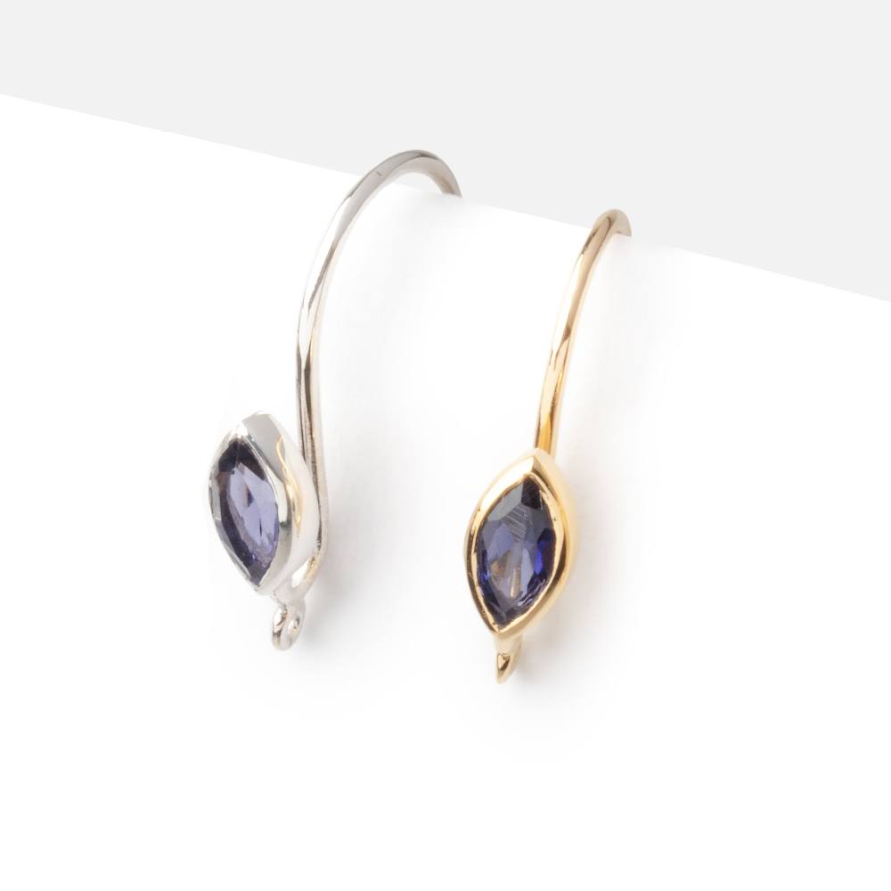 19mm Iolite Marquise Ear Wire Set of 2 pieces - Beadsofcambay.com