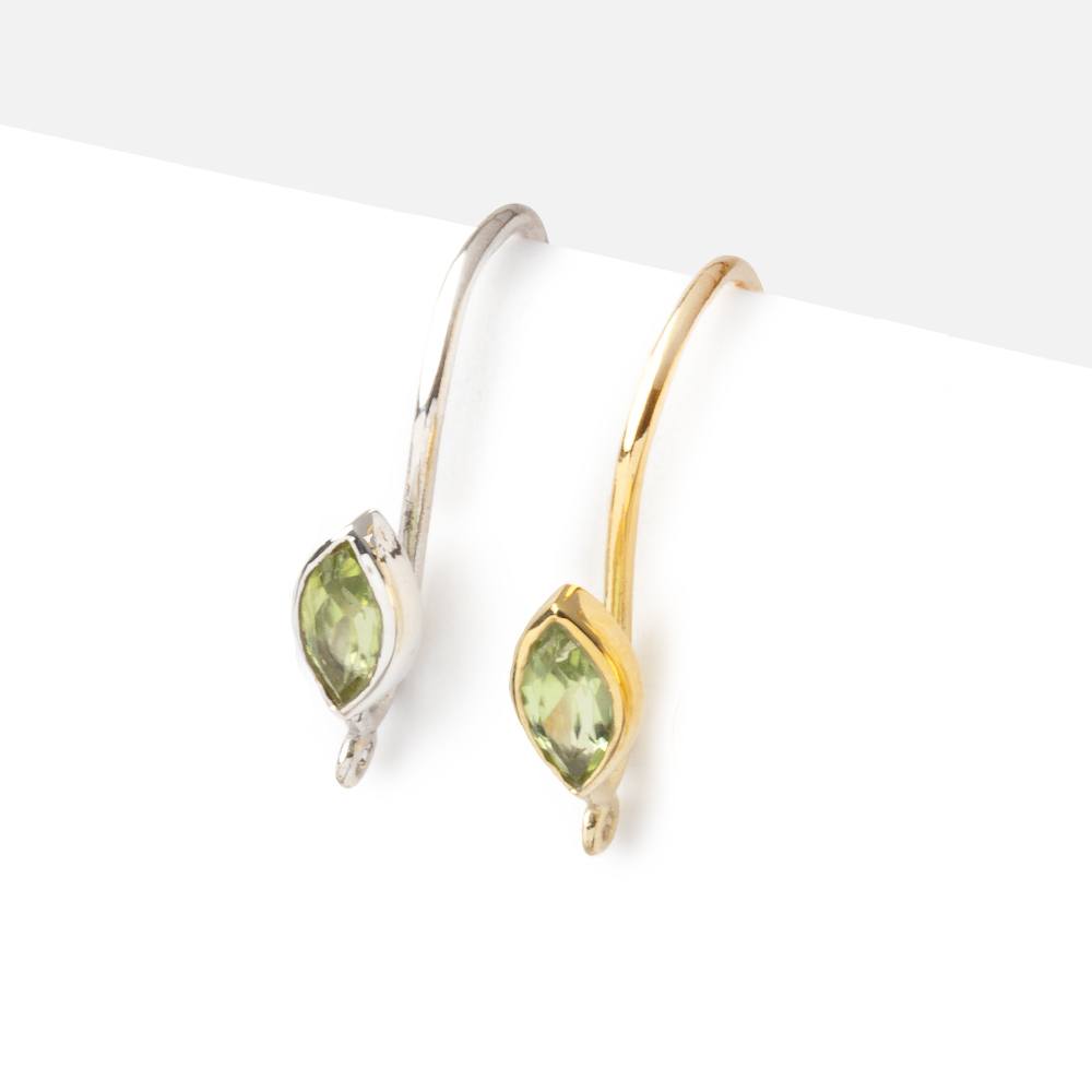 19mm Peridot Marquise Ear Wire Set of 2 pieces - Beadsofcambay.com