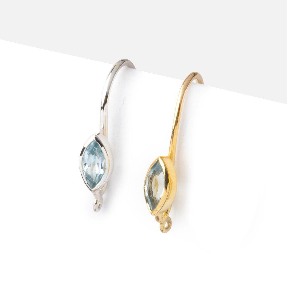 19mm Sky Blue Topaz Marquise Ear Wire Set of 2 pieces - Beadsofcambay.com