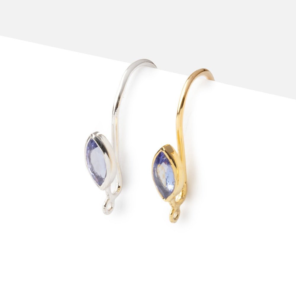 19mm Tanzanite Marquise Ear Wire Set of 2 pieces - Beadsofcambay.com