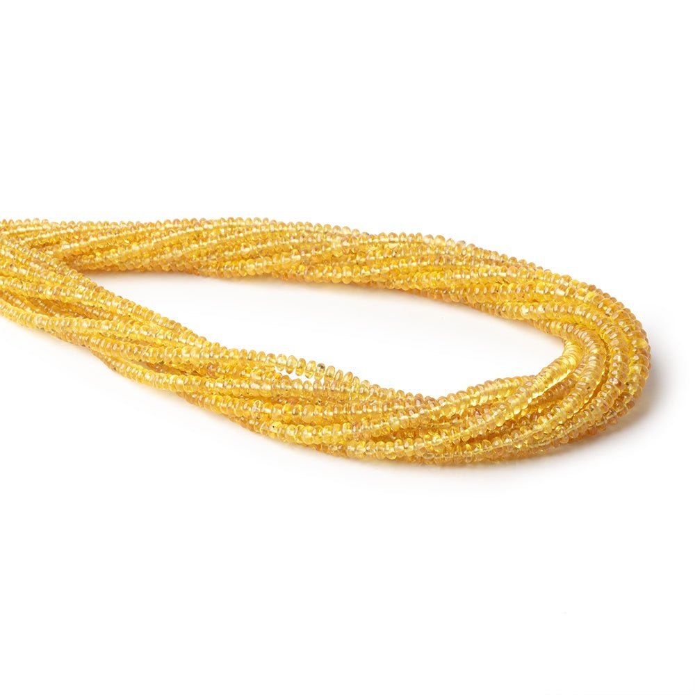 2-4mm Yellow Sapphire Plain Rondelle Beads 18 inch 290 pieces - Beadsofcambay.com