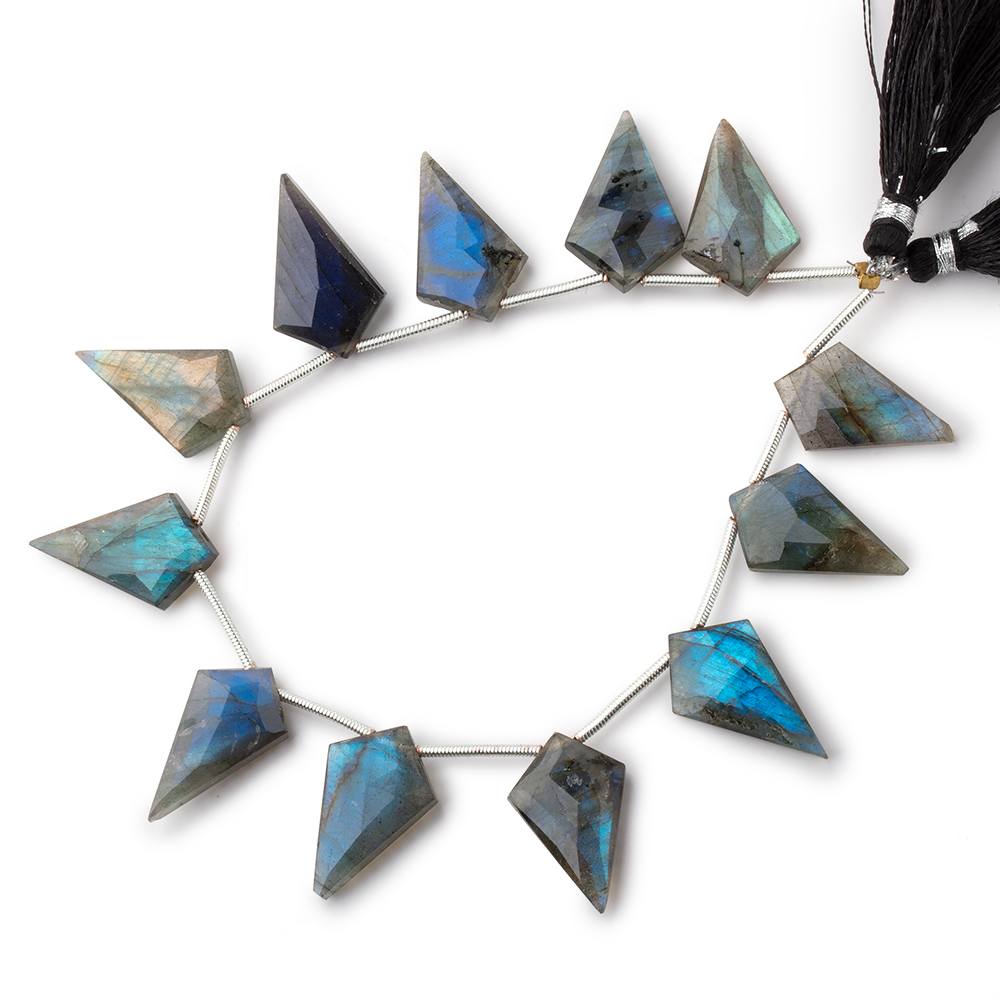 20 - 22mm Labradorite Faceted Shield Beads 7 inch 11 pieces - Beadsofcambay.com