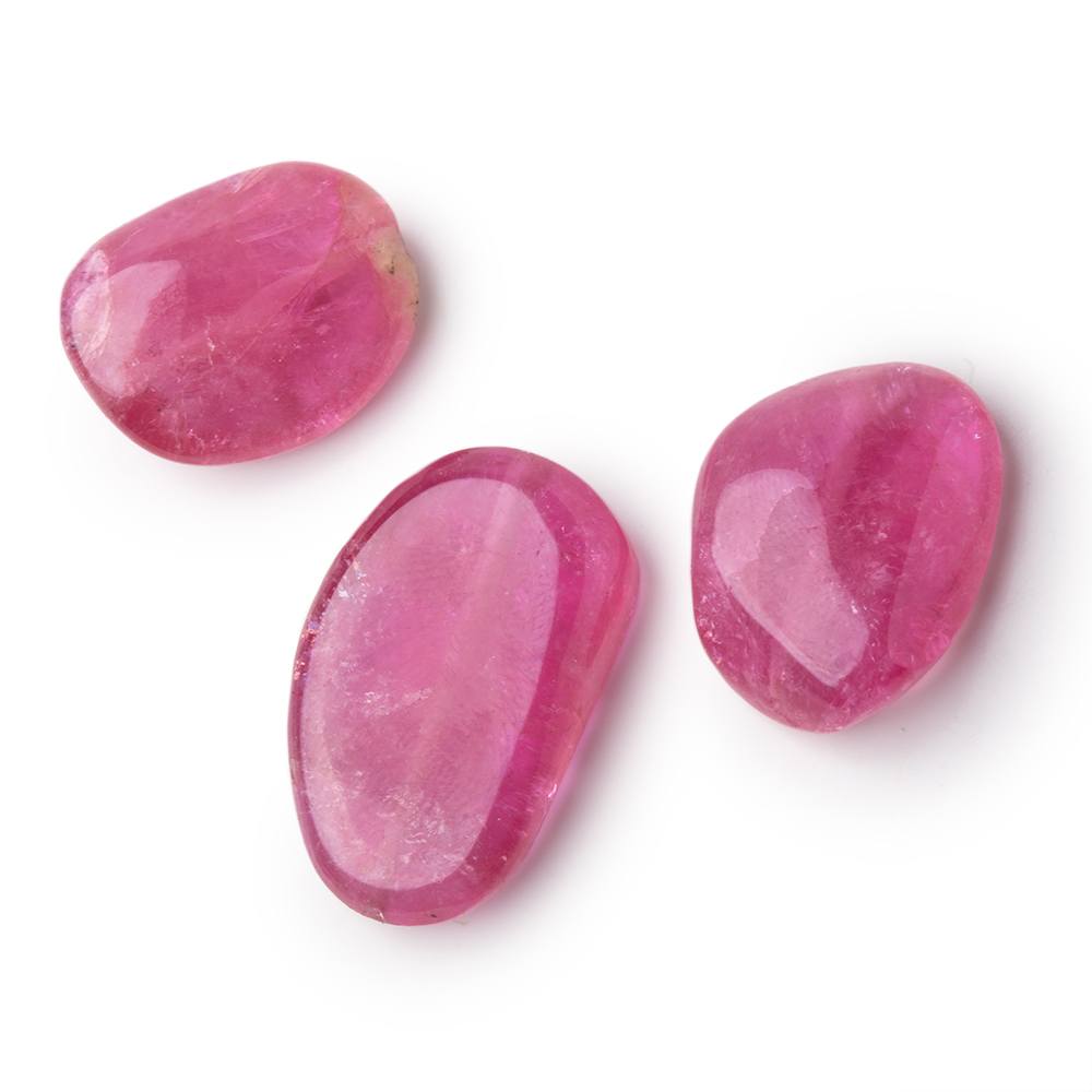 20 - 27mm Rubellite Tourmaline Plain Nugget Focal Beads Set of 3 AA - Beadsofcambay.com