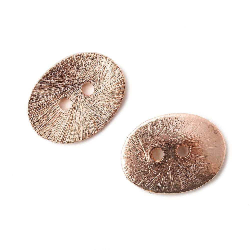 20x14mm Rose Gold Brushed Oval Button 6 pieces - Beadsofcambay.com