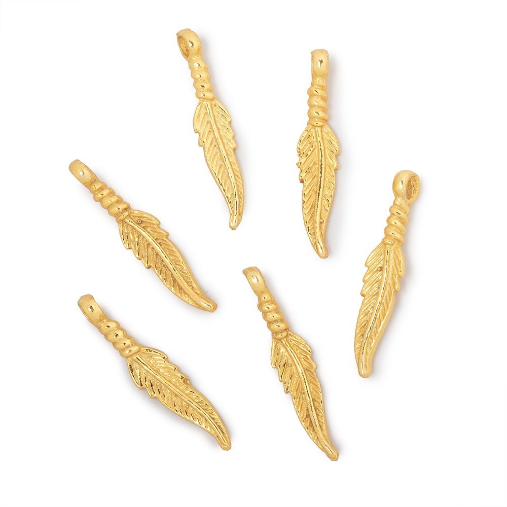 20x5mm Feather Pendant Charm Set of 6 pieces - Beadsofcambay.com