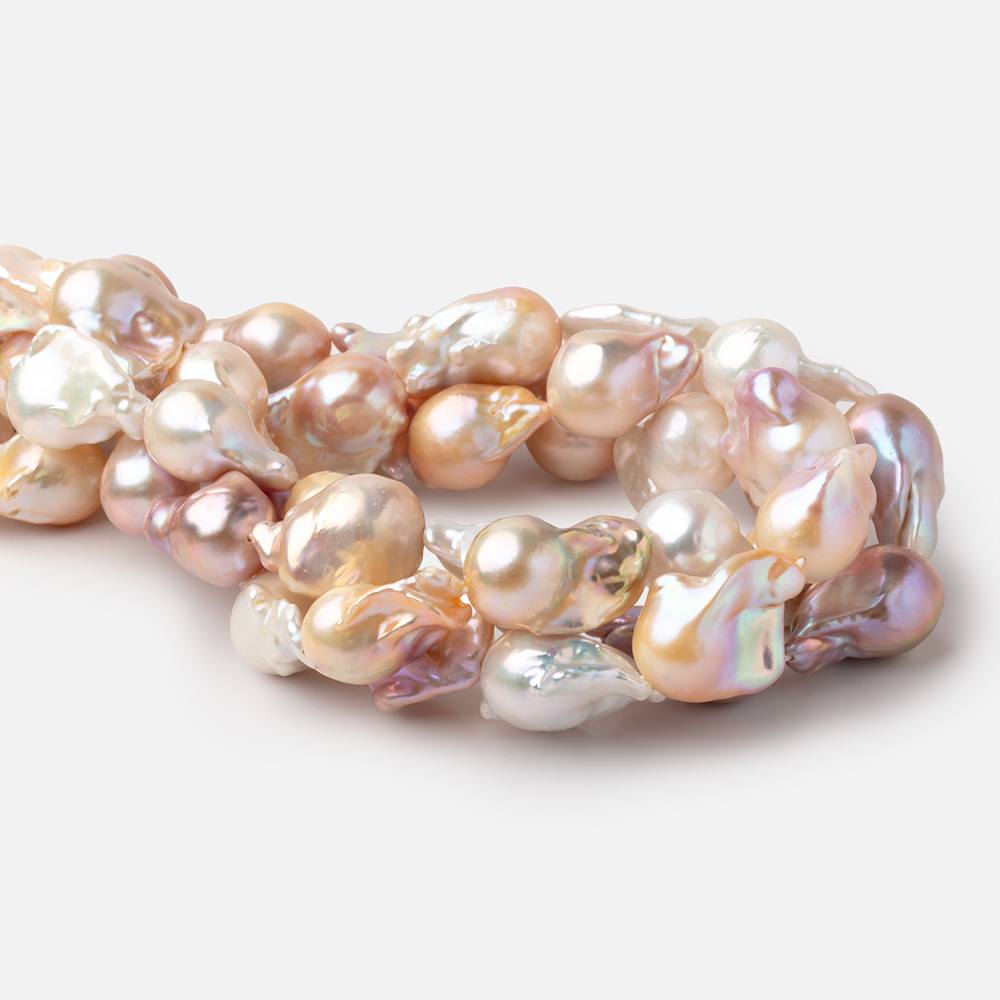 21 - 27mm Tri Color Ultra Baroque Freshwater Pearls 15.5 inch 15 pieces AA - Beadsofcambay.com