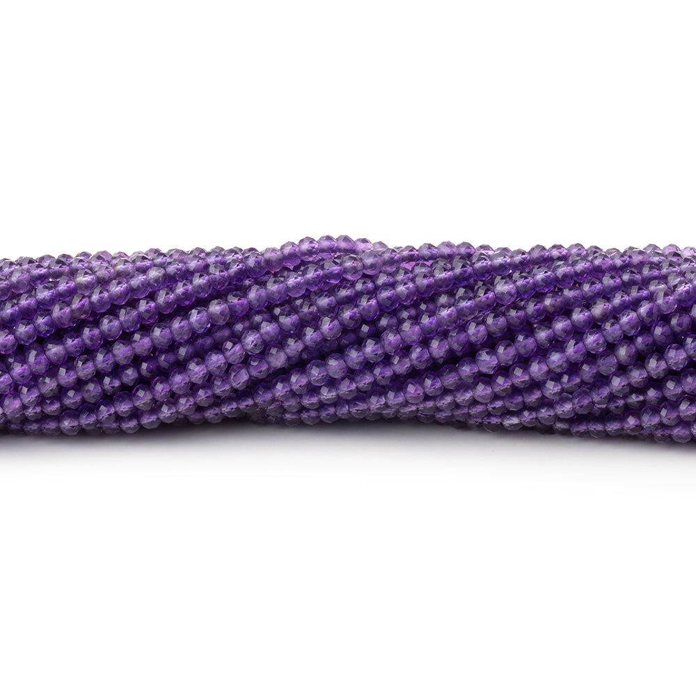 2mm Amethyst micro faceted rondelle beads 12.5 inch 220 pieces AAA - BeadsofCambay.com