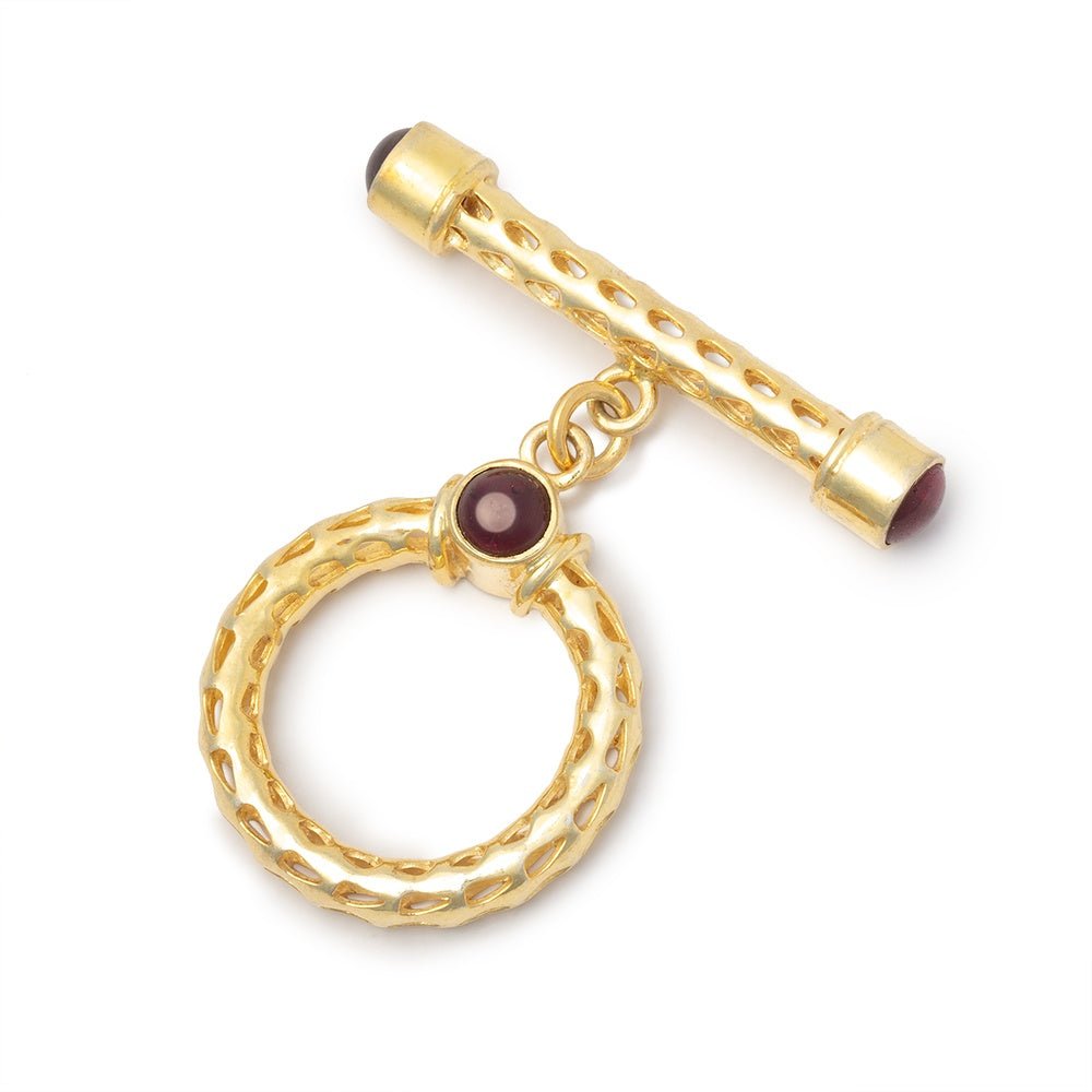 23mm Vermeil Rhodolite Garnet Filigree Toggle 1 piece - Beadsofcambay.com