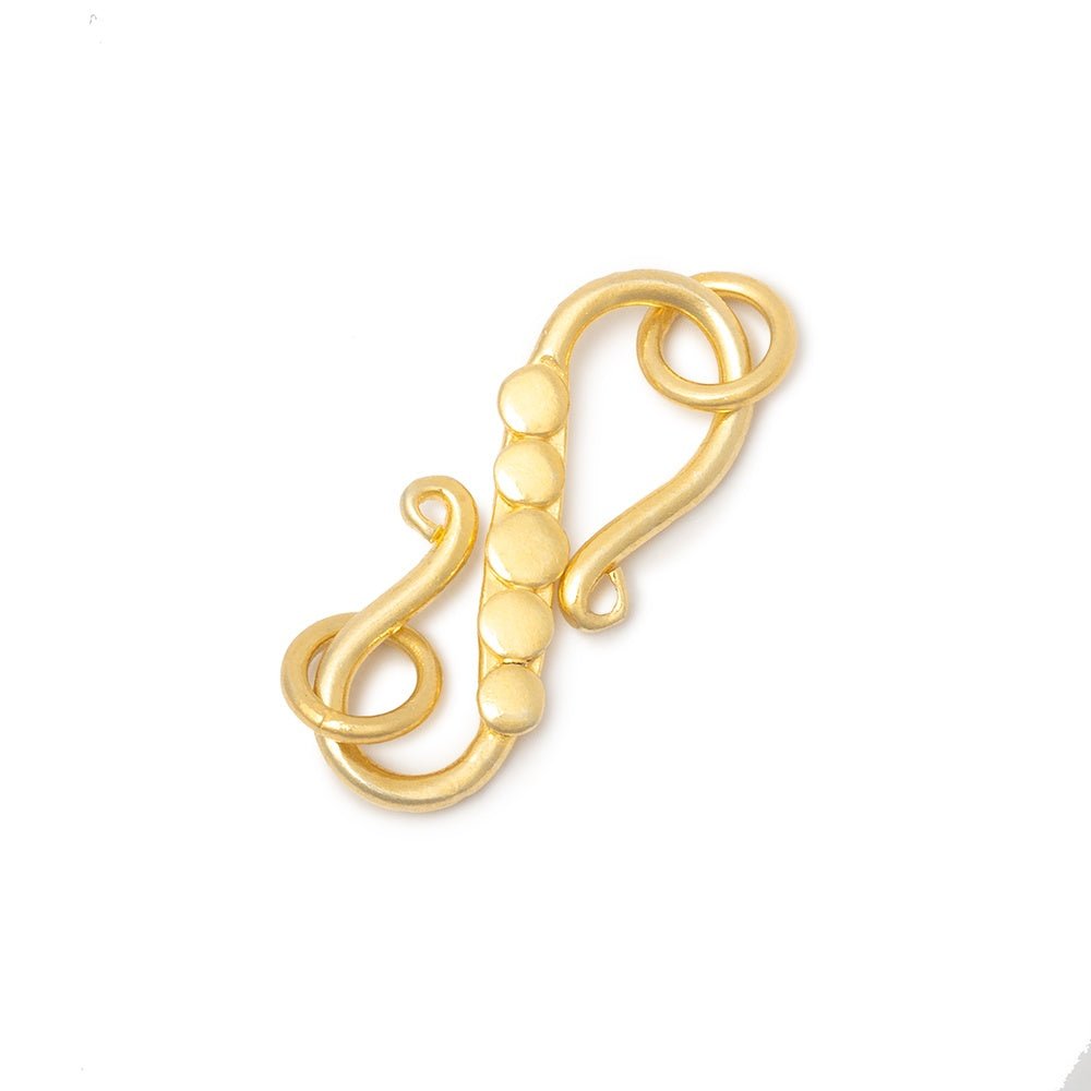 23x8mm Vermeil S Hook with Dot Design 1 piece - Beadsofcambay.com