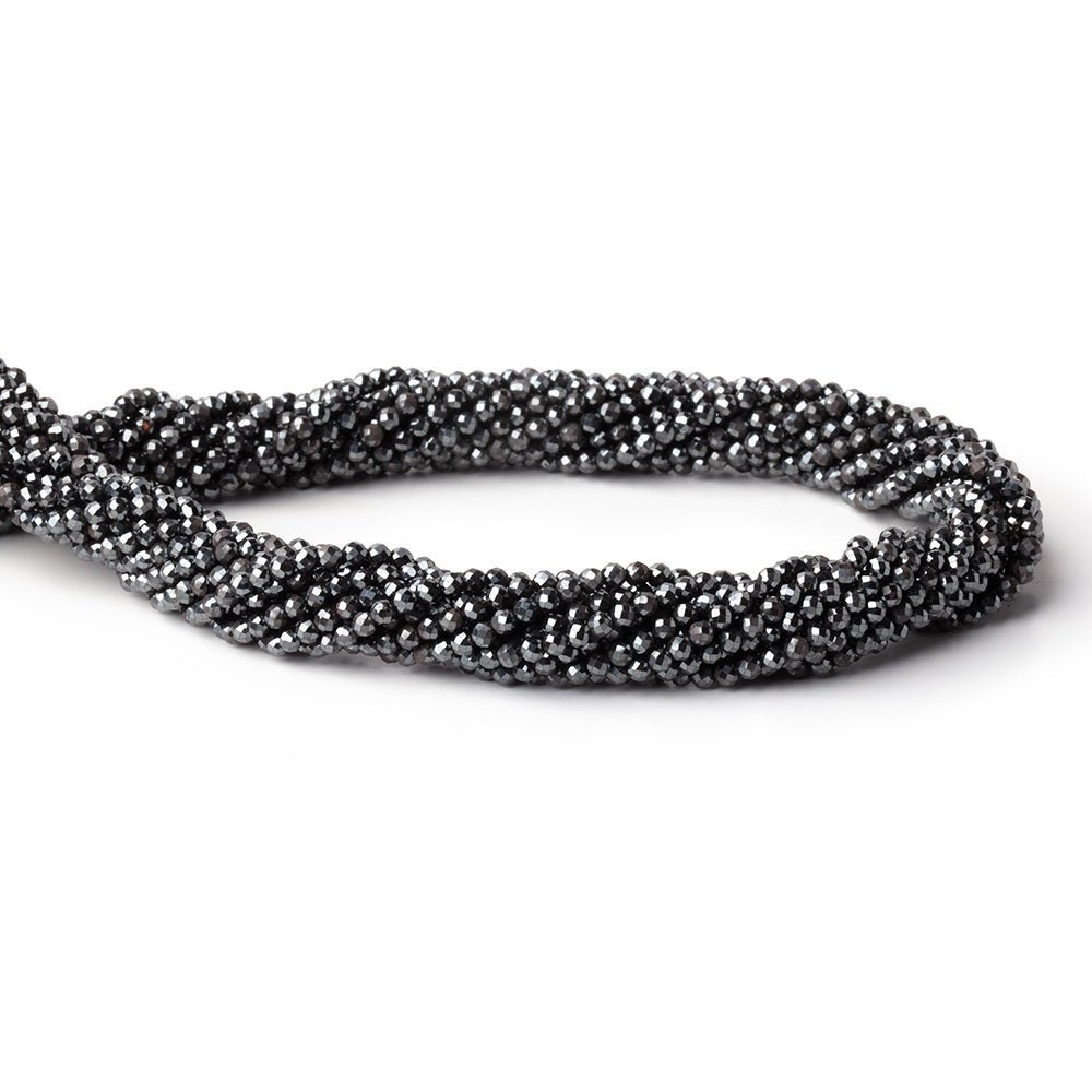 2.4mm Hematite Micro Faceted Round Beads 12.5 inch 140 pieces - Beadsofcambay.com