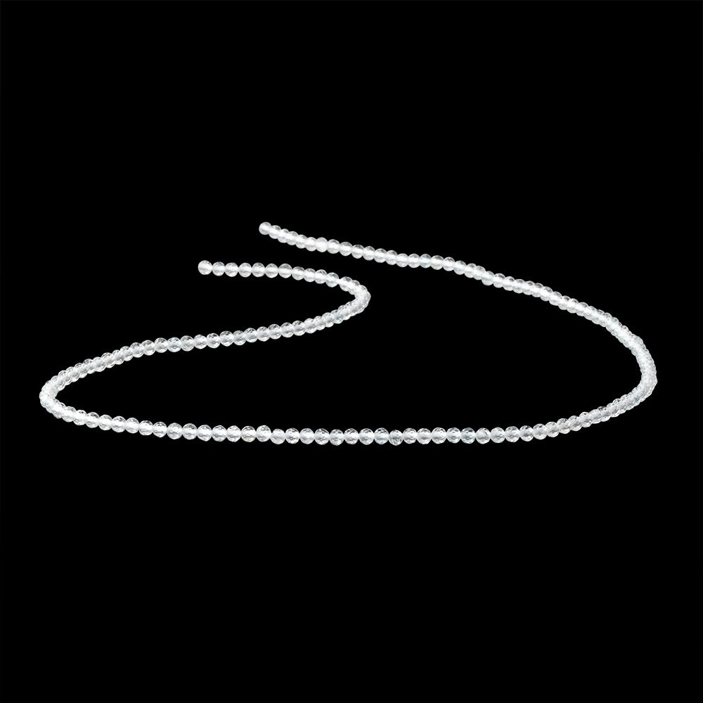 2.4mm Natural White Topaz Micro Faceted Rondelles 12.5 inch 144 beads - Beadsofcambay.com