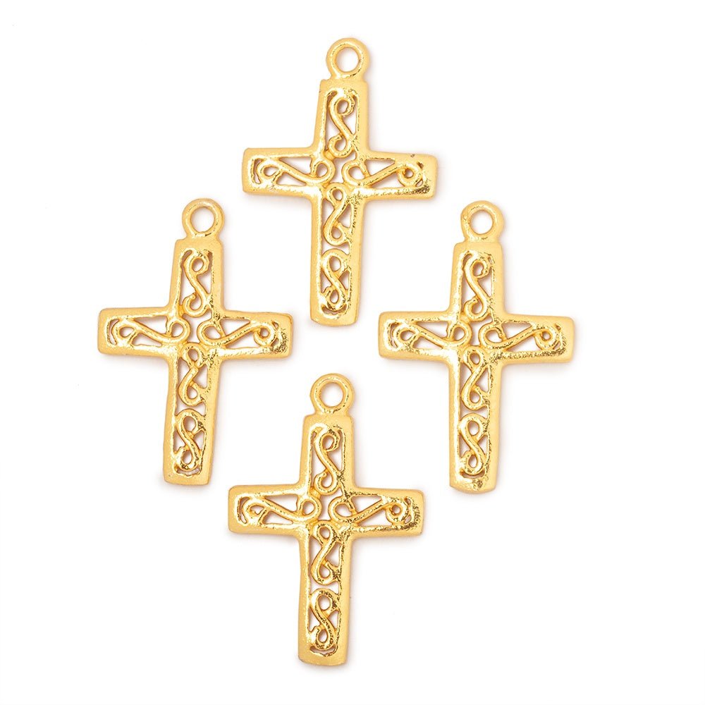 24x18mm Filigree Cross Pendant Charm Set of 4 pieces - Beadsofcambay.com