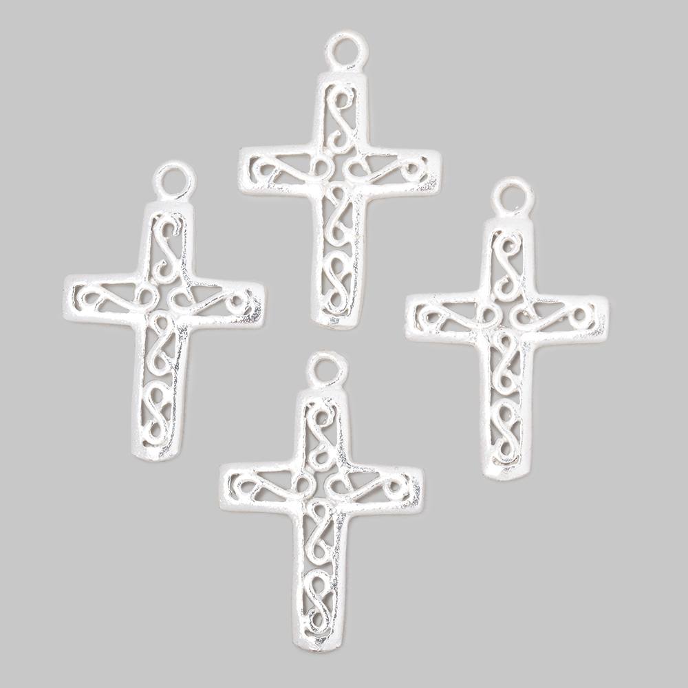 24x18mm Filigree Cross Pendant Charm Set of 4 pieces - Beadsofcambay.com