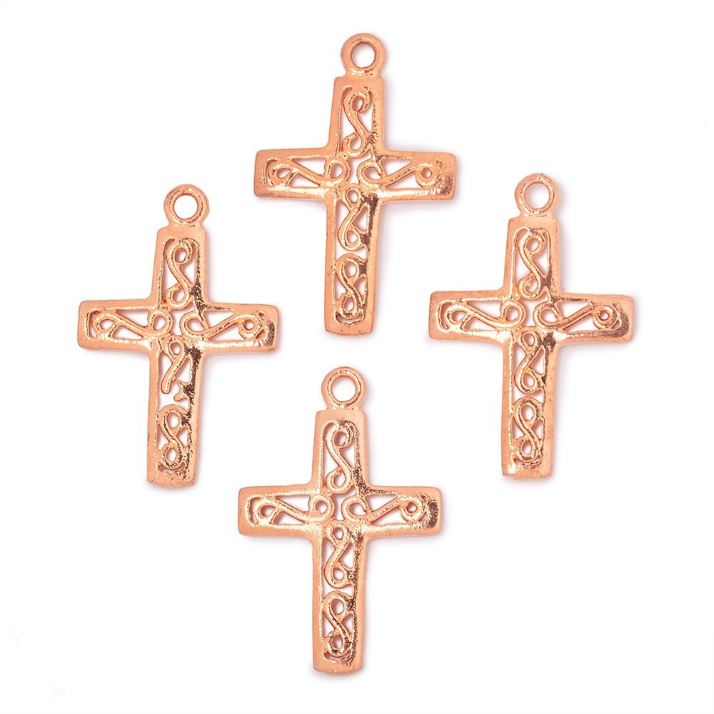 24x18mm Filigree Cross Pendant Charm Set of 4 pieces - Beadsofcambay.com