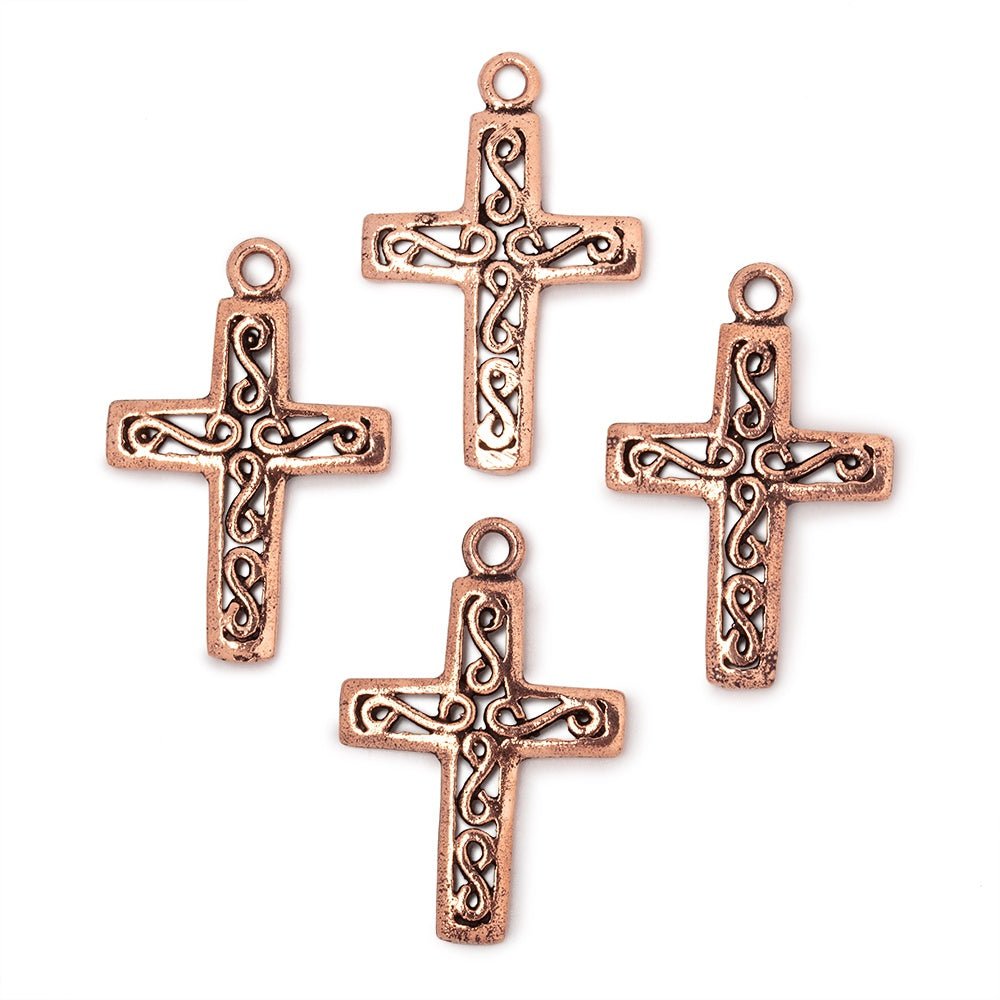 24x18mm Filigree Cross Pendant Charm Set of 4 pieces - Beadsofcambay.com