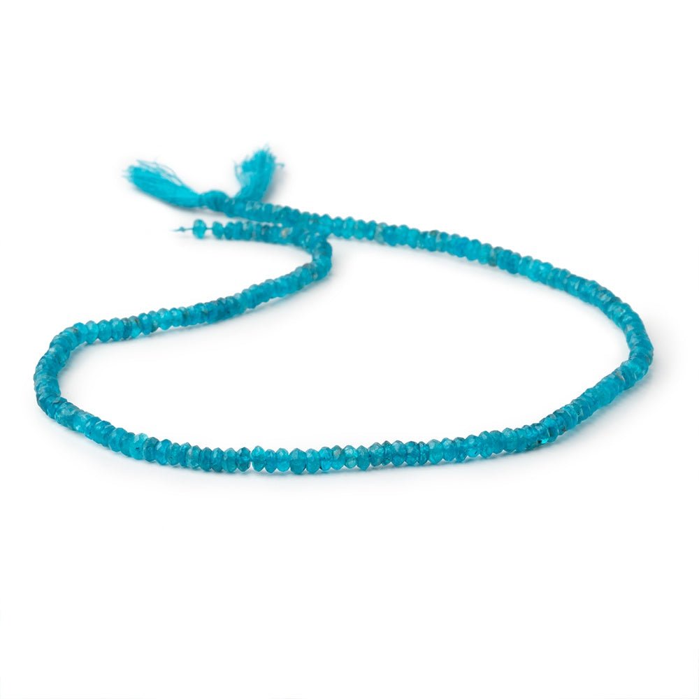 2.5 - 3mm Neon Blue Apatite Faceted Rondelle Beads 14.25 inch 187 pieces - Beadsofcambay.com