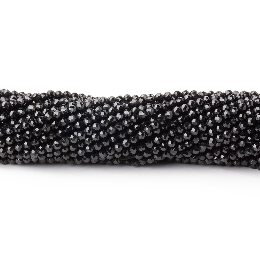 2mm Black Tourmaline Micro Faceted Round Beads 12.75 inch 174 pieces AAA - Beadsofcambay.com