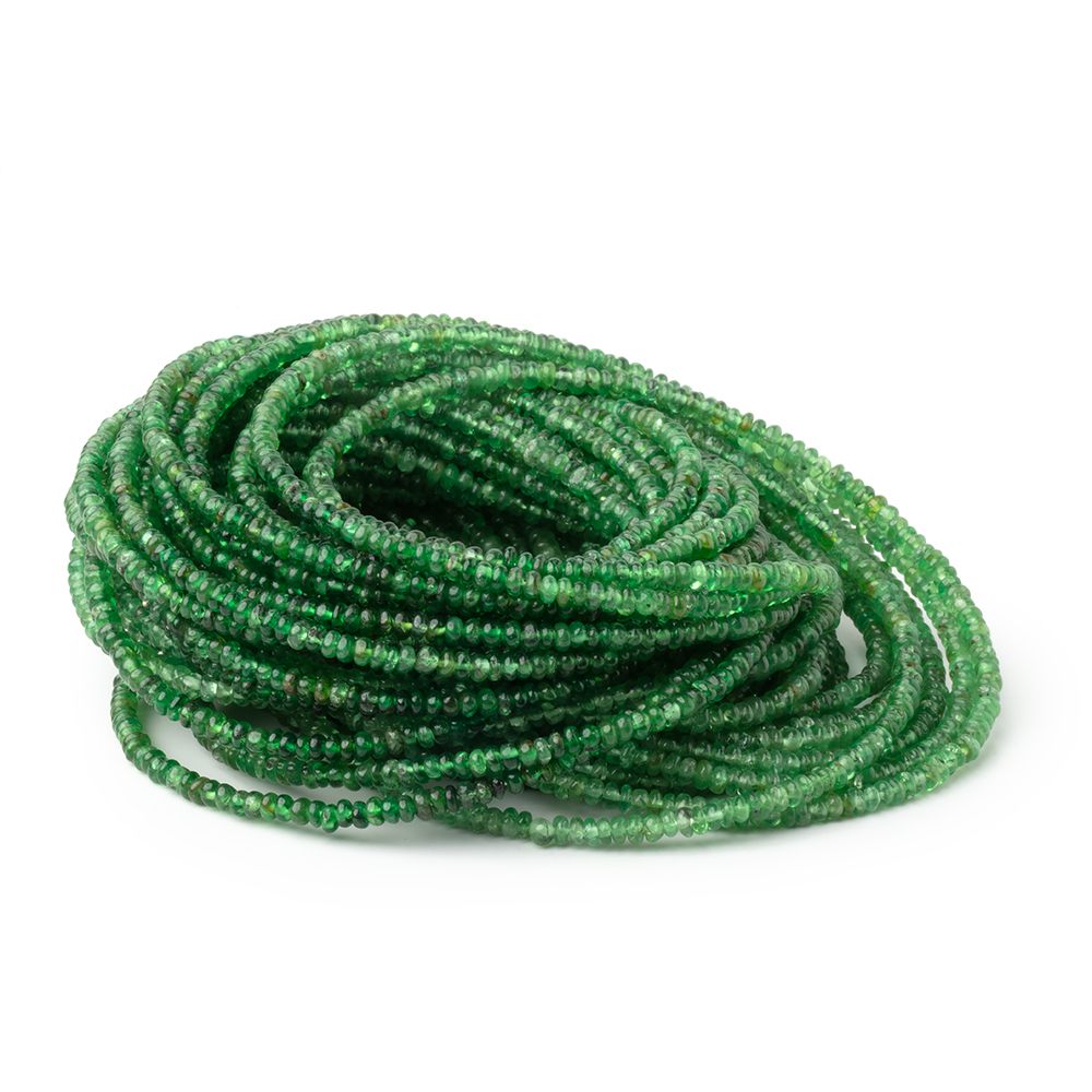 2mm Tsavorite Garnet Plain Rondelle Beads 18 inch 345 pieces - Beadsofcambay.com